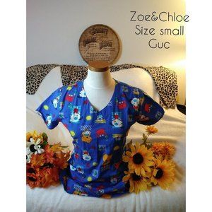 Zoe & Chloe Blue Animated Small Nursing Top